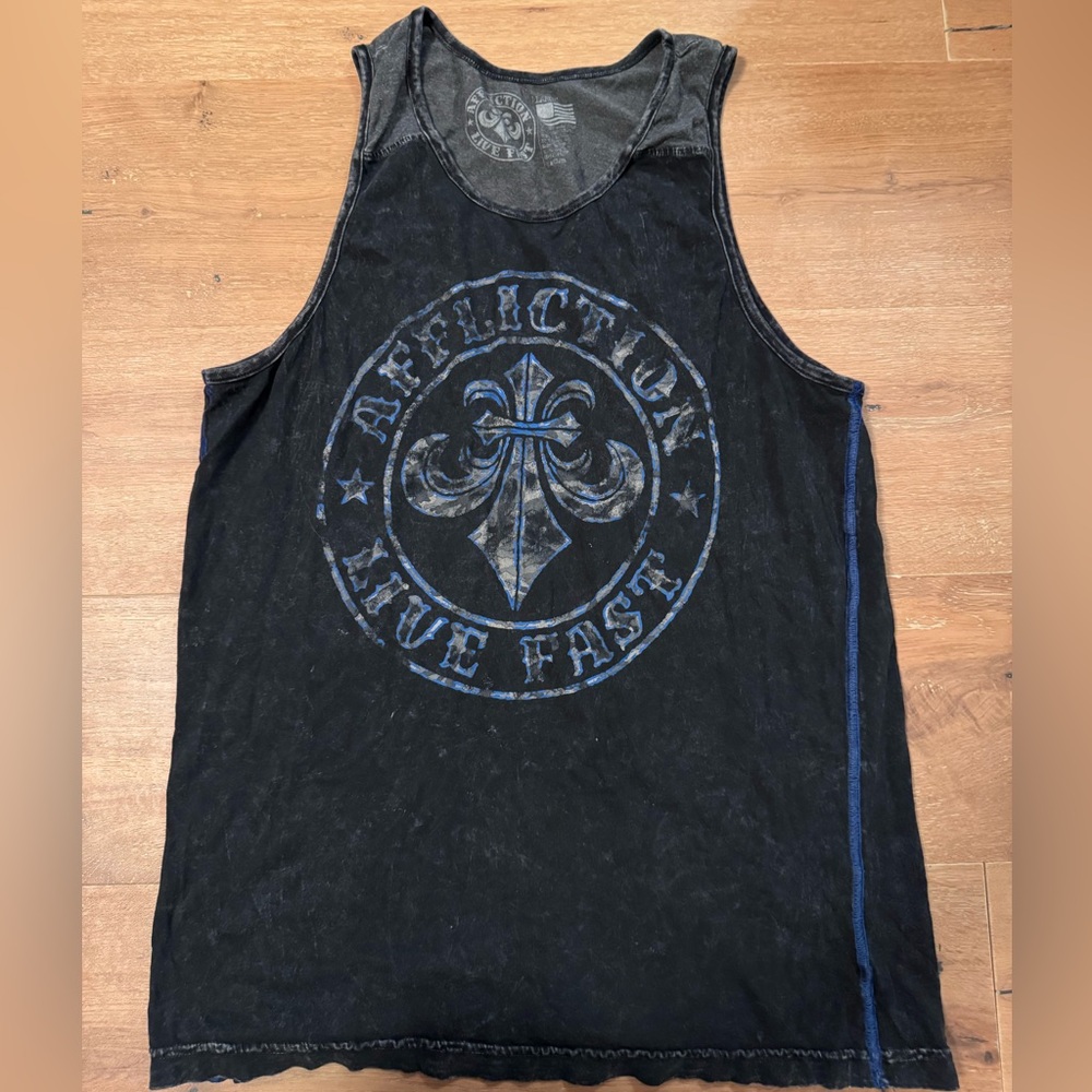 Affliction Black and Blue Tank Top